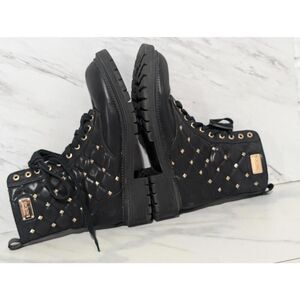 Bebe Women’s Quilted Combat Booties with Studs - Size 7